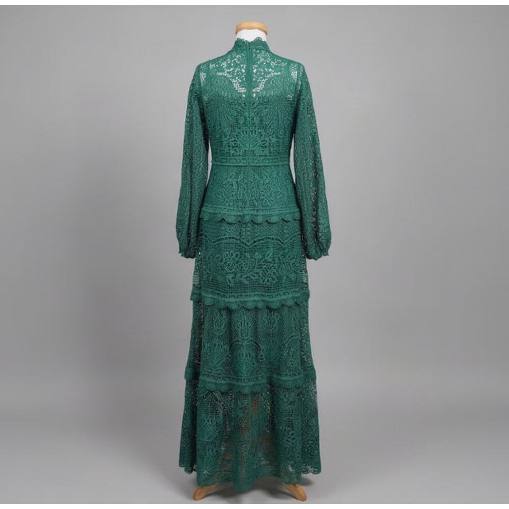 FARM Rio dark green guipure lace dress, size S - Picture 2 of 2